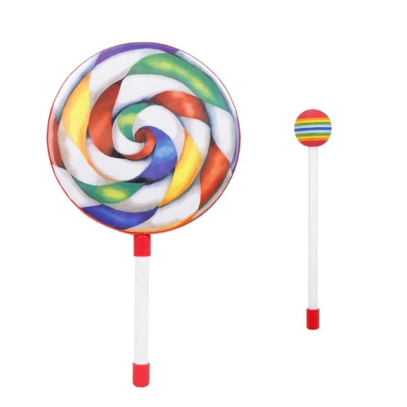 

Colorful Lollipop Hand Drum with Candy Drumstick Kids Hand Percussion Handheld Drum Toy Music Rhythm TOP quality