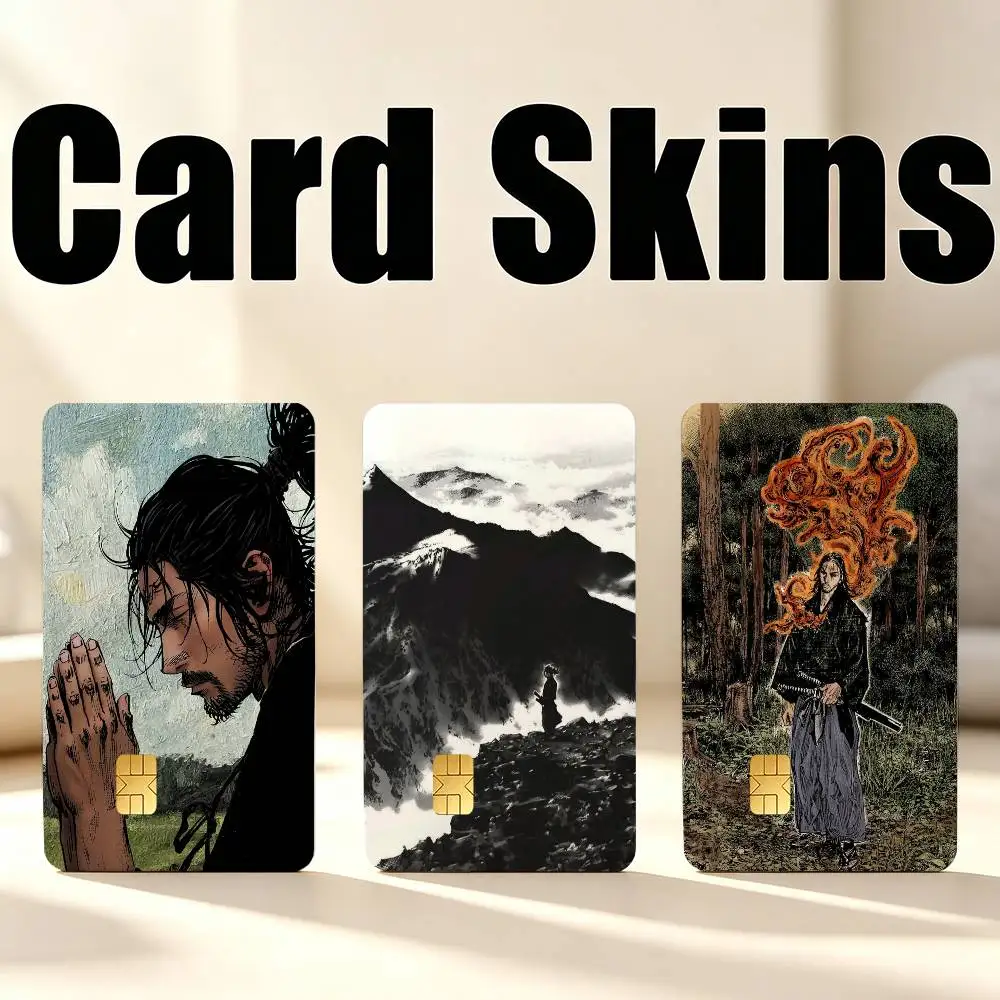 Manga V-Vagabond Miyamoto Musashi 1Set 4Pcs Card Skin Stickers, Waterproof Decorative Film for Credit Debit Bank Bus IC Cards
