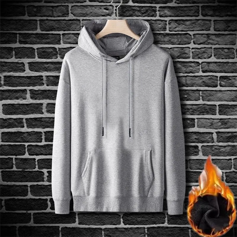 سترة Thiened Fce Long Sve بغطاء للرأس للرجال كاجوال دافئة ومضادة للبرد كبيرة الحجم مع قلنسوة لملابس الخريف والشتاء