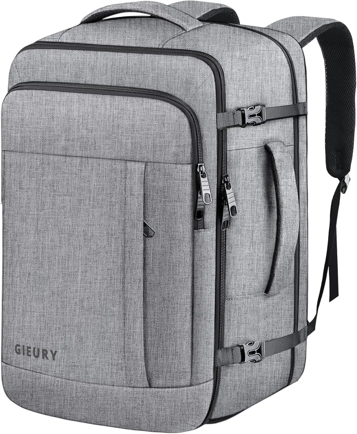 55L Carry-On Backpack, Expandable Travel Backpack for Men Women, Fits 18.4" Laptop, Airline Approved Daypack, Grey