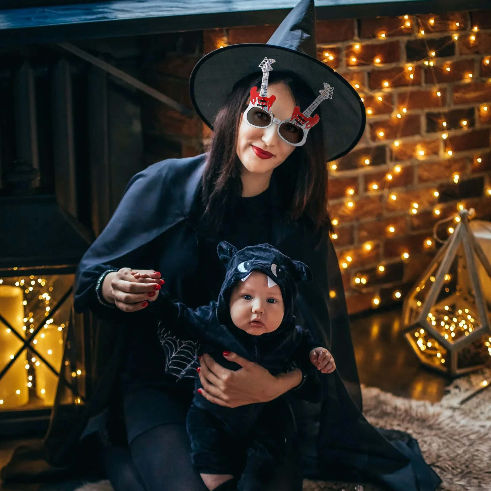 

Guitar Shaped Halloween Glasses Cute Photo Props Party Supplies for Costumes Xmas Cosplay Birthday Masquerade Carnival