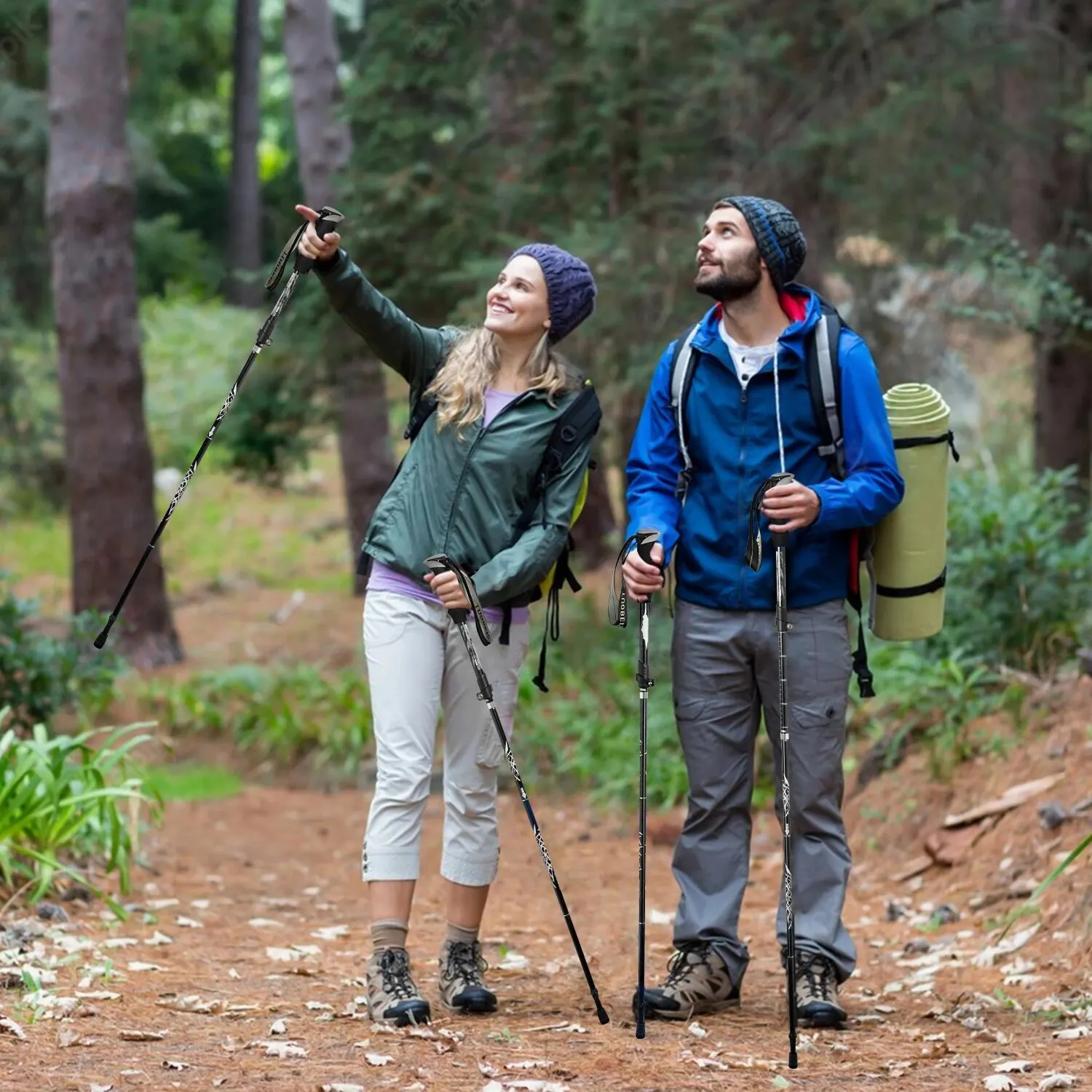 WESTTUNE Outdoor Fold Trekking Pole 5-sekcyjny składany kij teleskopowy Camping Lekki kijek do wspinaczki turystycznej