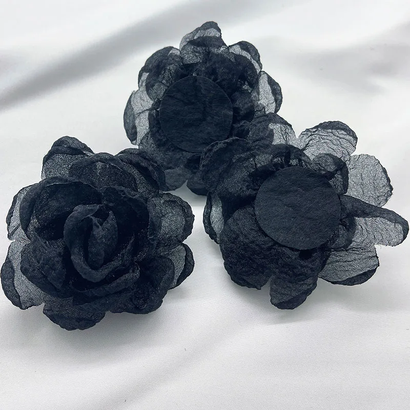 5Pcs 8CM Organza Chiffon DIY Clothing Shoes Hats Decoration Flowers Hairpin Jewelry Accessories Gauze Flower