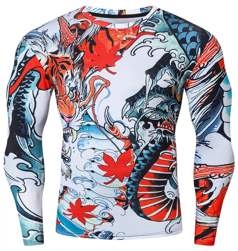 Mens Summer Autumn Casual 3D Print Long Sleeve T Shirt Black O Neck Slim Fit Male Graphics Tees Top Hombre Ropa Fitness Tshirt