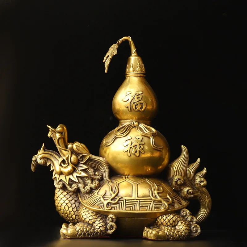 

Bronze Ornament, Square Mythical Beast, Fortune And Prosperity Gourd, Dragon Head Turtle, Large Four Spirits Home