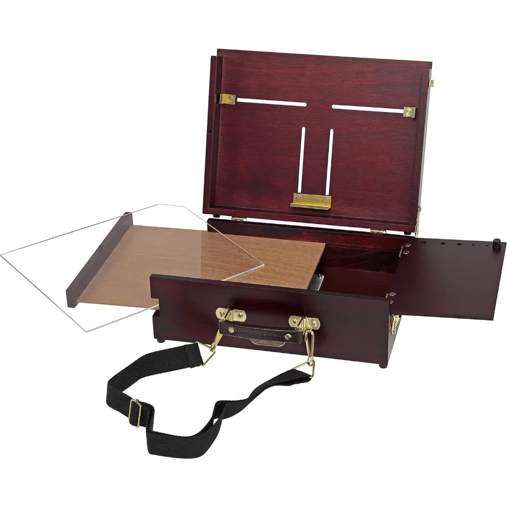 Artist Scout Pochade Box para caballete de pintura Plein Air con almacenamiento, ligero y portátil, acabado en caoba