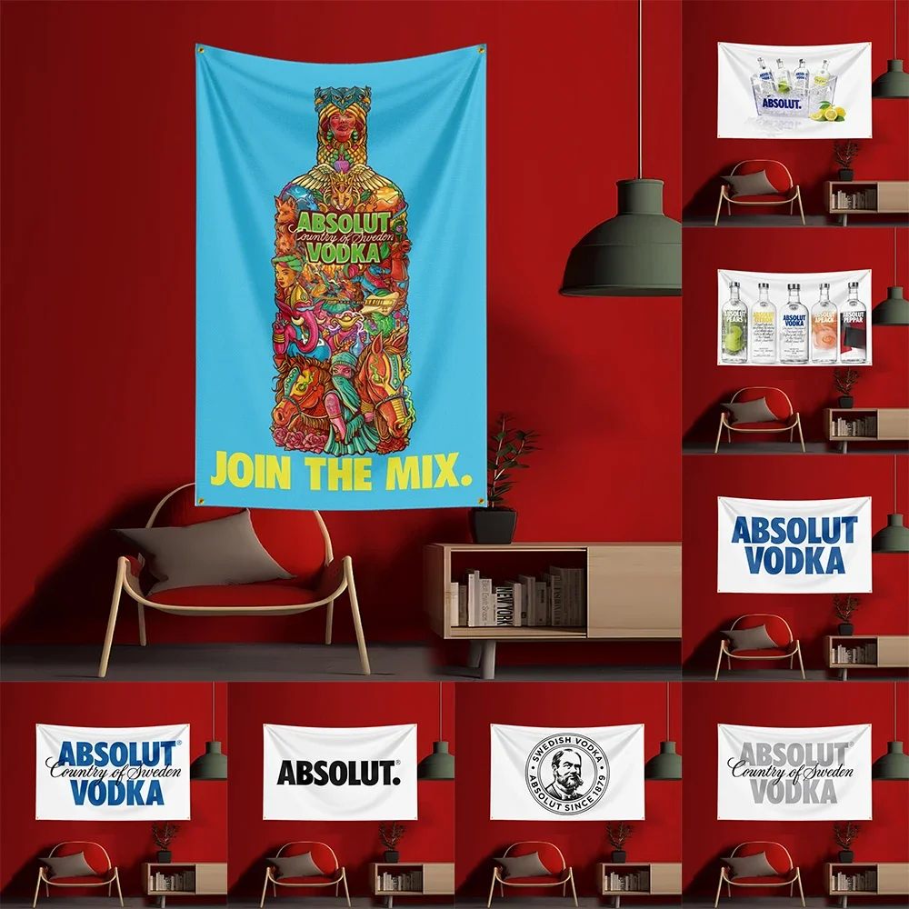 Bandera de vodka A-Absolut de 90x150 cm, bandera de poliéster impresa con motivos de alcohol y vino para decoración de jardín, bebidas, ron, cerveza.