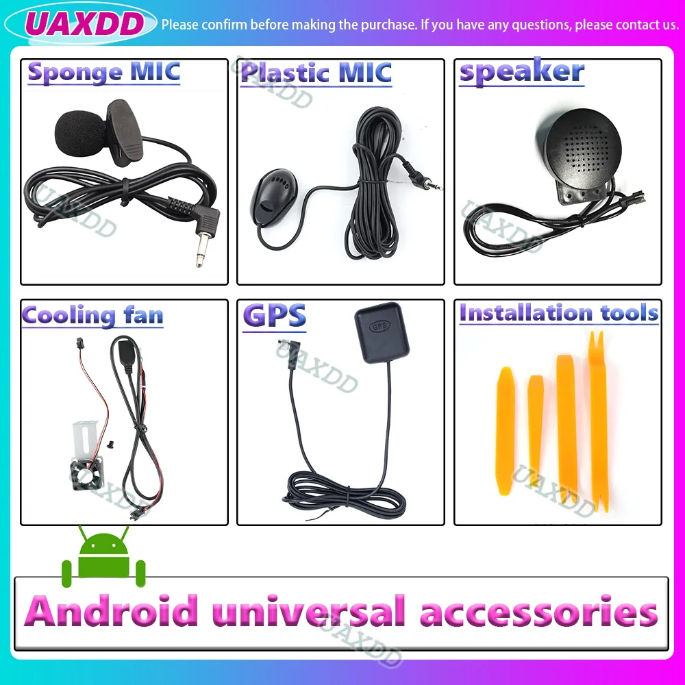Universal Android Car Accessories Installation Tool GPS Antenna Sponge Microphone MIC Fan Power Plug Speaker Wire Electric Cable