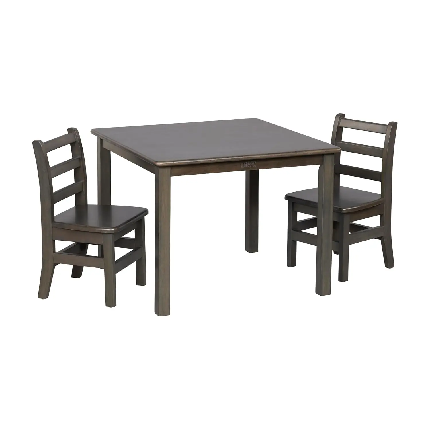 30in Square Hardwood Table & 12in Chair Set, 3-Piece, Grey Wash, Customized