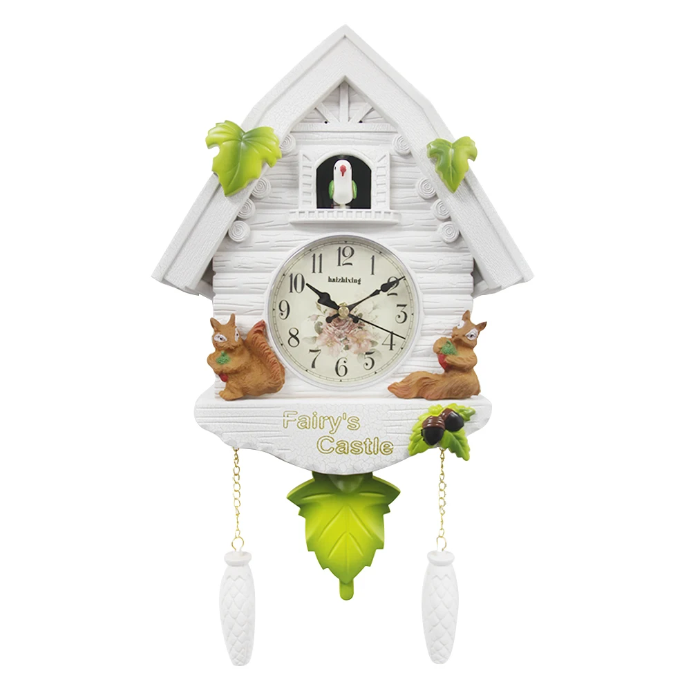 Reloj de Cuco Musical con Pájaro, Alarma, Péndulo, Reloj de Pared para Niños, Decoración para el Hogar y la Sala de Estar