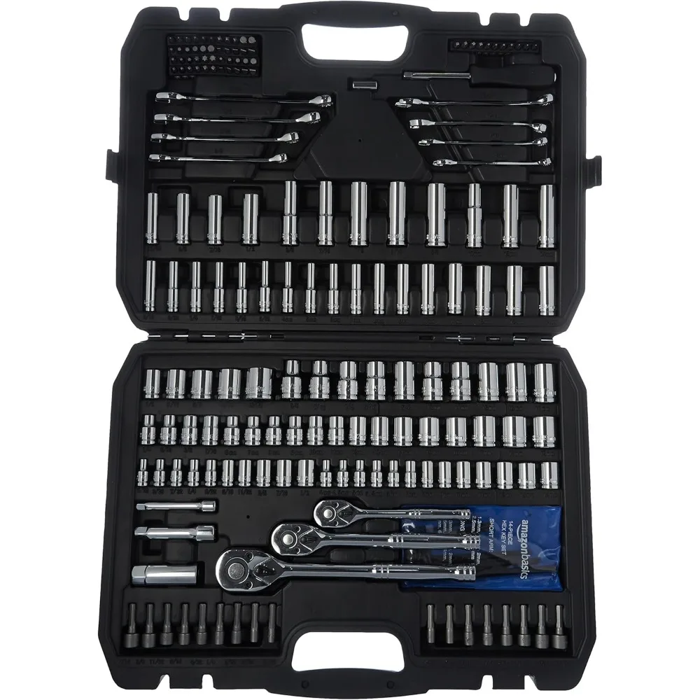 

Comprehensive 201-Piece SAE and Metric Socket Set in Storage Case
