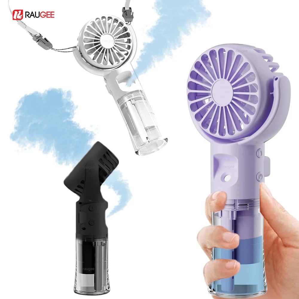 Tragbarer Spary-Ventilator, Mini-Handventilator, Luftbefeuchter-Ventilator mit Wassernebel, hängender Halsventilator, Deckenventilator, wiederaufladbarer kleiner Handventilator