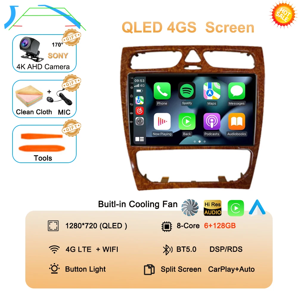 Android 16 autoradio multimediasysteem voor Mercedes Benz W203 Vito W639 Vaneo CLK W209 W210 CarPlay navigatie GPS 4G BT