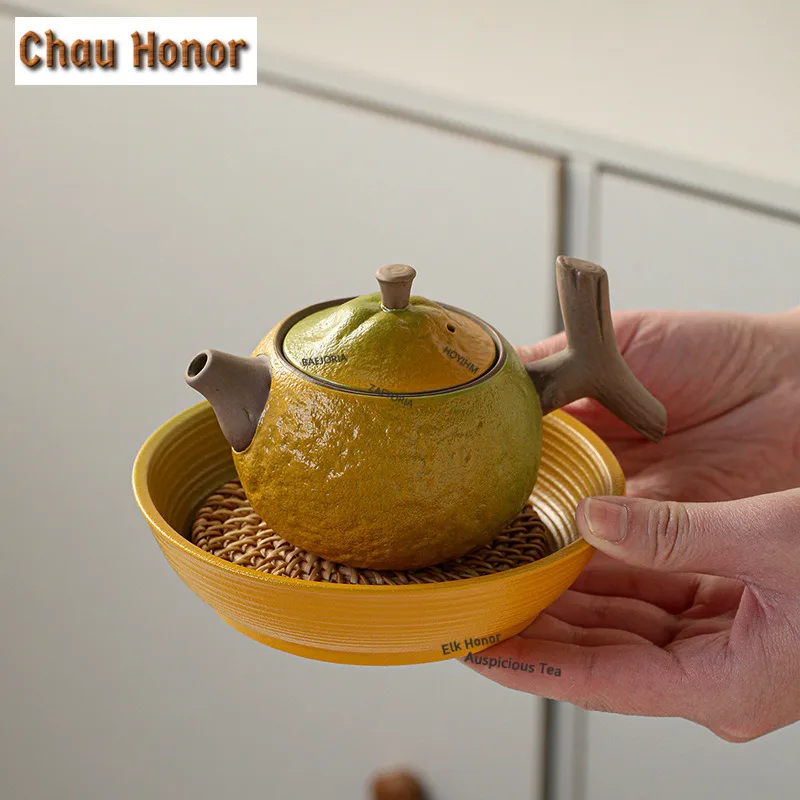 ZAEYORIA 200ml Bionic Gradient Orange Teapot Boutique Tea Infuser Pot Tea Soaking Kettle with Ball Hole Tea Services Craft