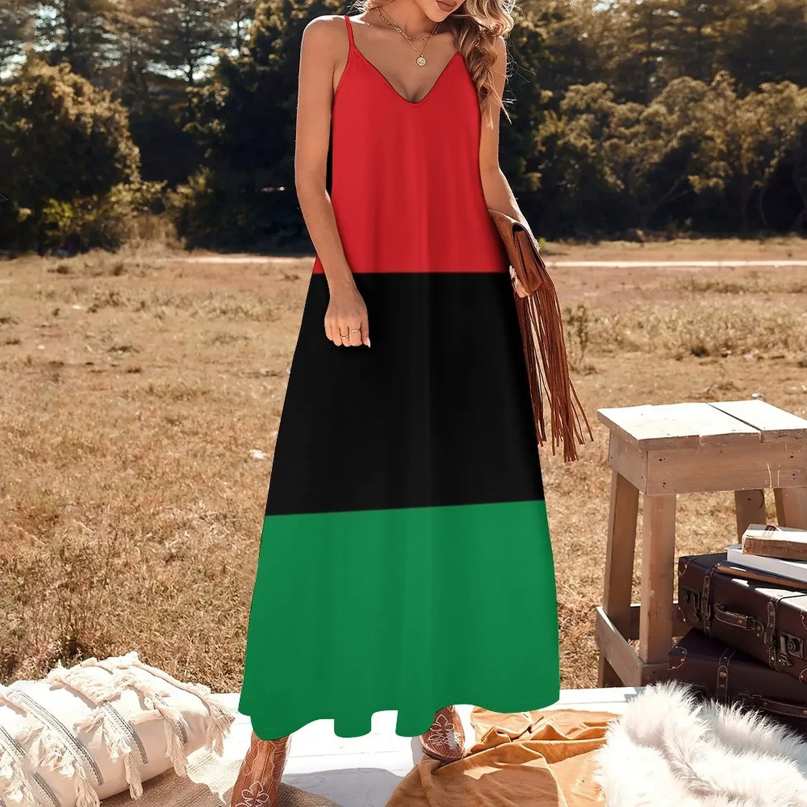 Pan African Flag T-Shirt - UNIA Flag Sticker - Afro American Flag Sleeveless Dress Long dress dresses for womens Dress