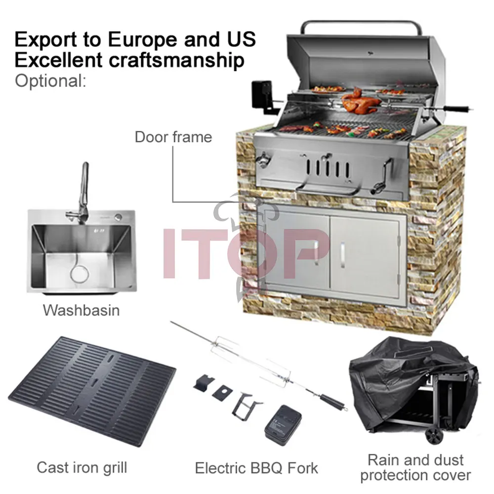 Vertical Charcoal Bbq Grill Smoker Factory Cheap Price Built In Cabinet Charcoal Gas Bbq Grills