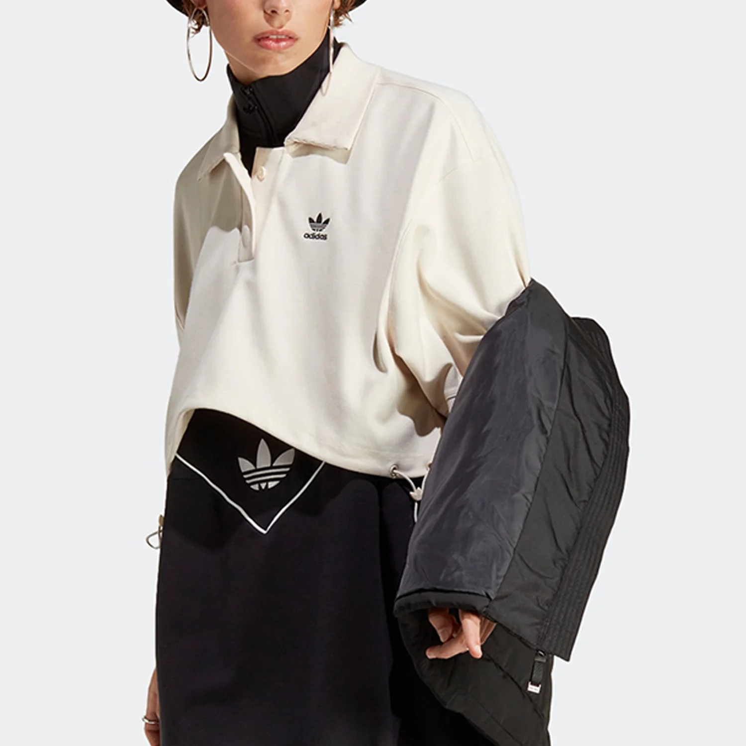 قميص بولو نسائي فضفاض جديد يسمح بمرور الهواء من Adidas Originals IC5589