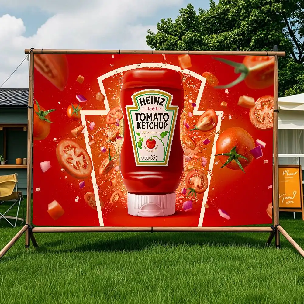وضع H-Heinz Tomatos كاتشب العلم الديكور في الهواء الطلق نزهة حفلة المنزل التخييم حفلة فنية معلقة راية