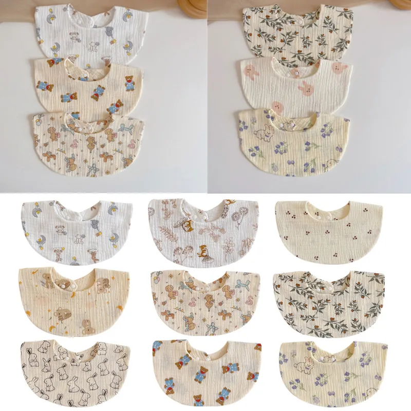 

Baby Feeding Drool Bib Pure Cotton Gauze Baby Bibs Cartoon Newborn Saliva Towel Burp Cloths Boy Girls Feeding Bib Scarf