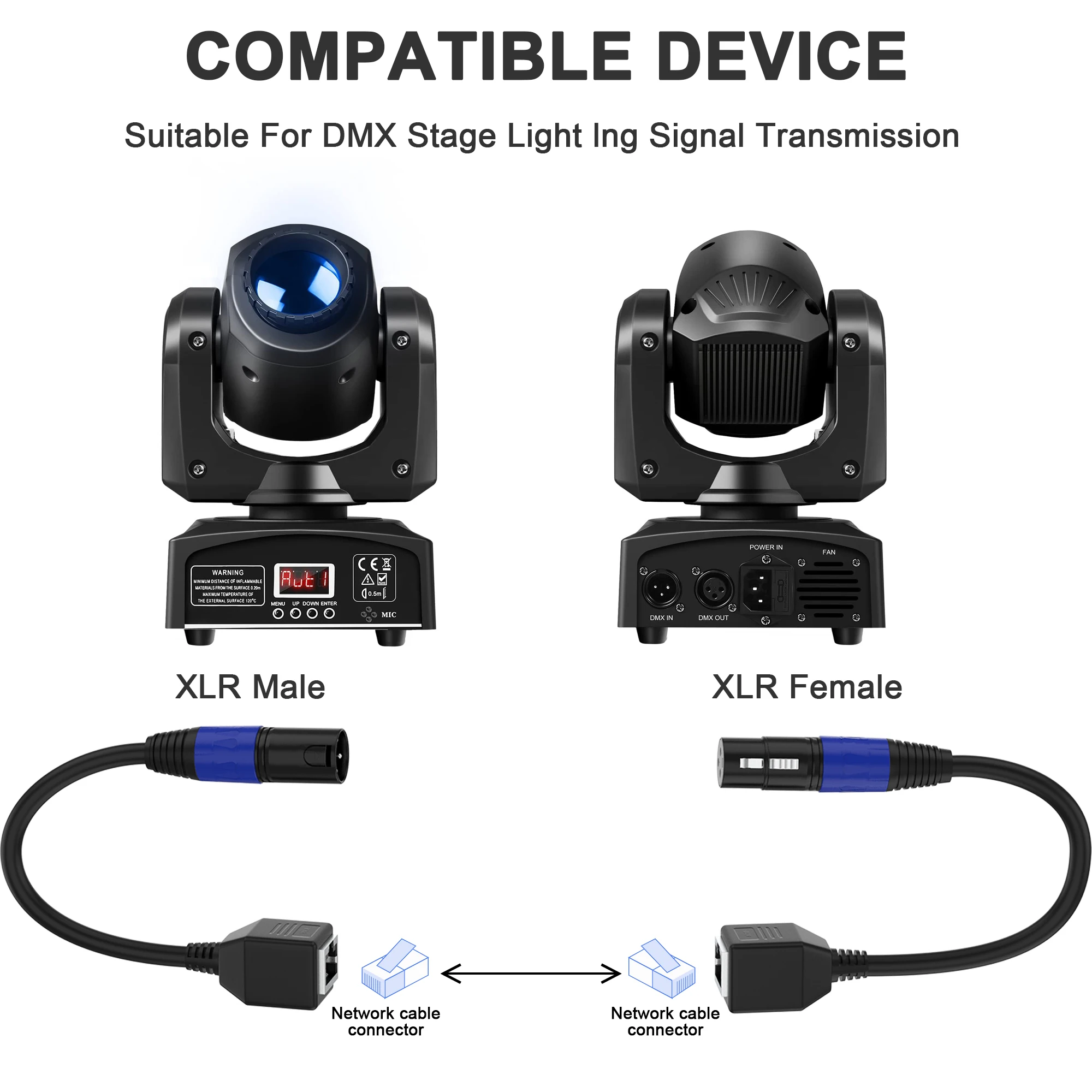 3 Pin XLR à l'adaptateur RJ45 1 paire, RJ45 au câble de XLR DMX pour l'étape de série de contrôleur de DMX-CON et studio statique