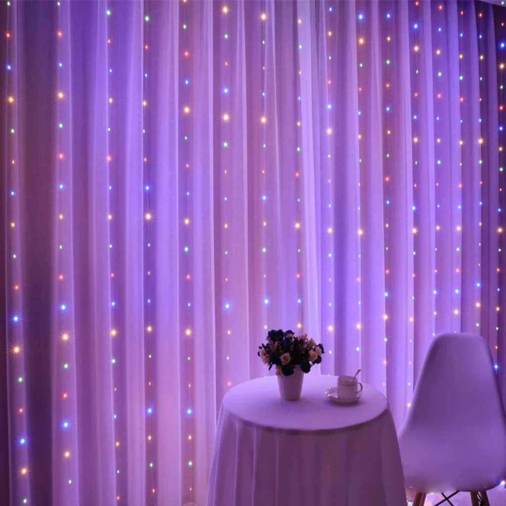 LED Fairy String Curtain Lights New Year Lamp 6/4/3M Christmas Lights 8 Mode Remote USB Festoon Christmas Decor for Home Holiday
