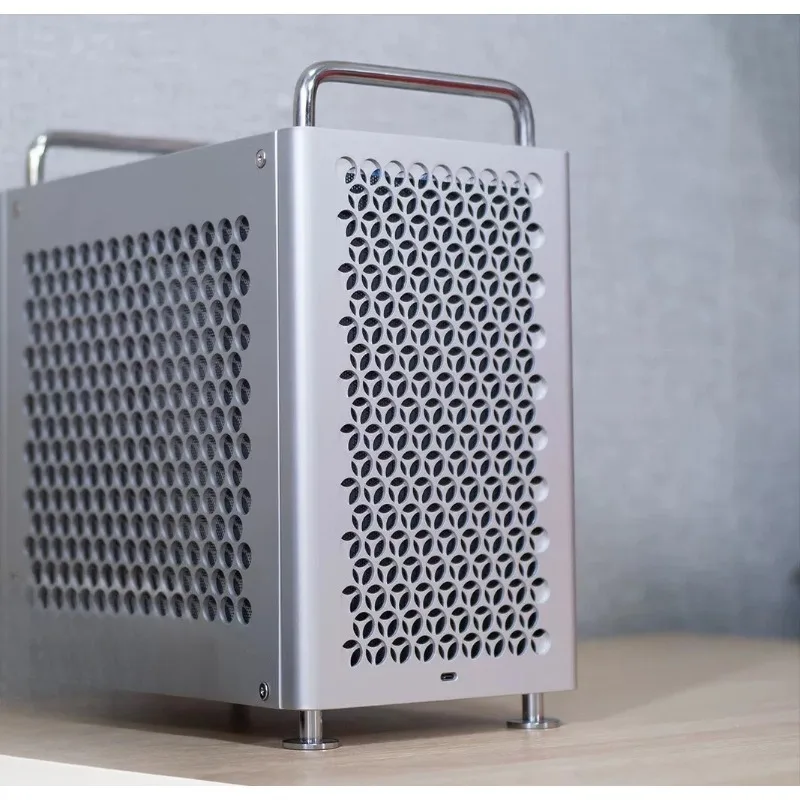 B2Mini All Aluminum Mini ITX Case with SFX PSU Support Air Cooling Portable Handle Design Compact Desktop