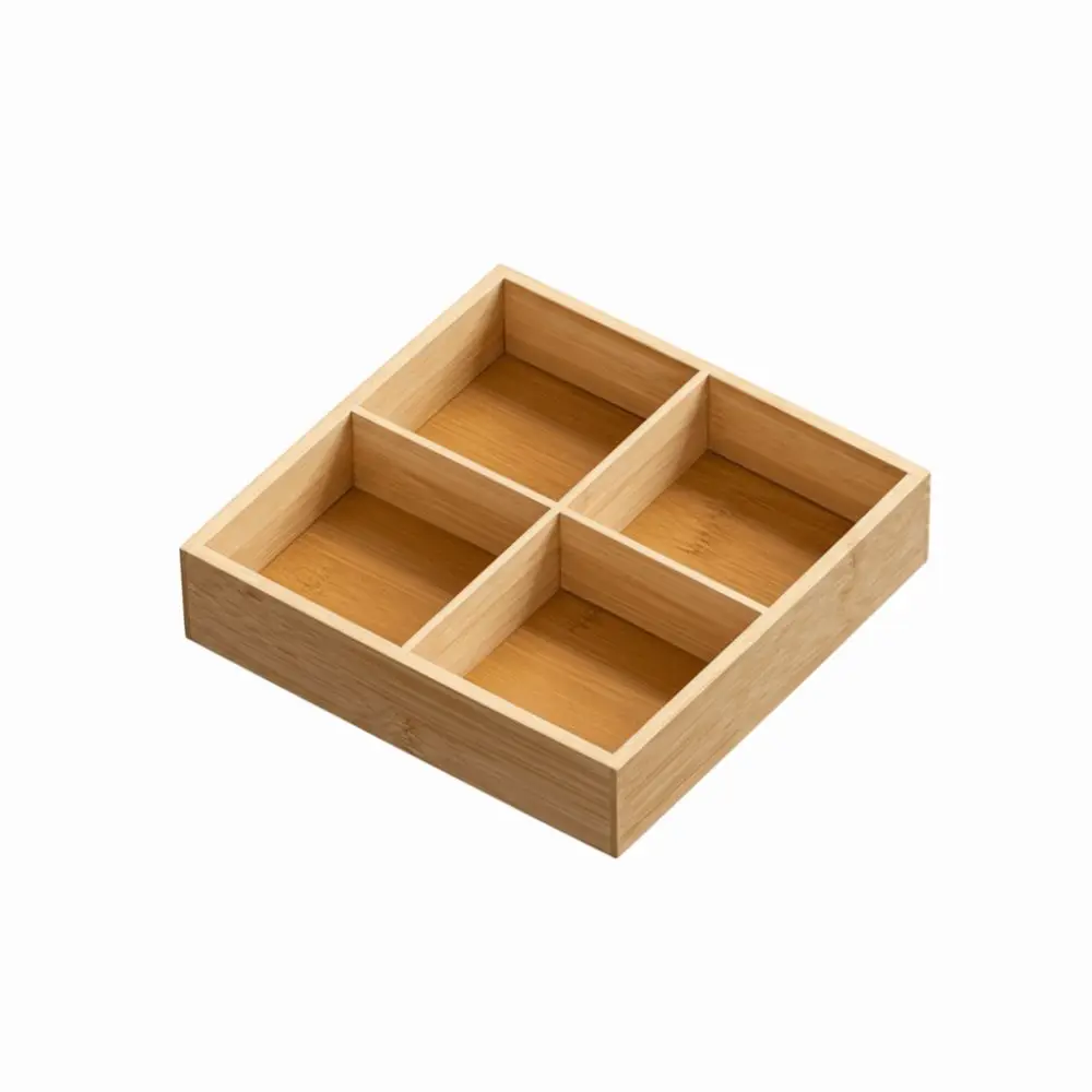 Natural Multi-Grid Bamboo Tray Wooden Snack Storage Tray Combination Serving Plate Fruit