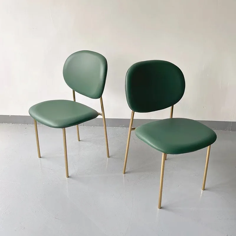 Italian light luxury stainless steel gold soft bag back chair, chain restaurant cafe dessert shop dining chair 5 in a group