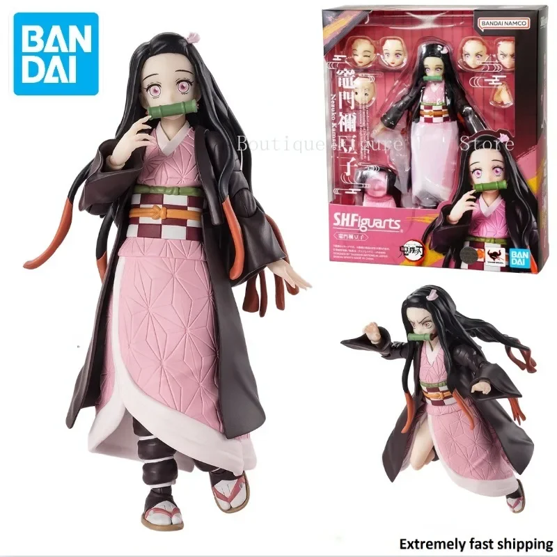 W magazynie oryginalny Bandai S.H.Figuarts Demon Slayer Kamado Tanjirou i Kamado Nezuko figurka Anime Model zabawka prezent