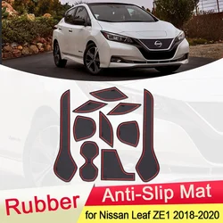 for Nissan Leaf ZE1 2018~2022 2020 Rubber Anti-slip Mat Door Groove Cup Phone Pad Gate Slot Coaster Interior 10Pcs Accessories