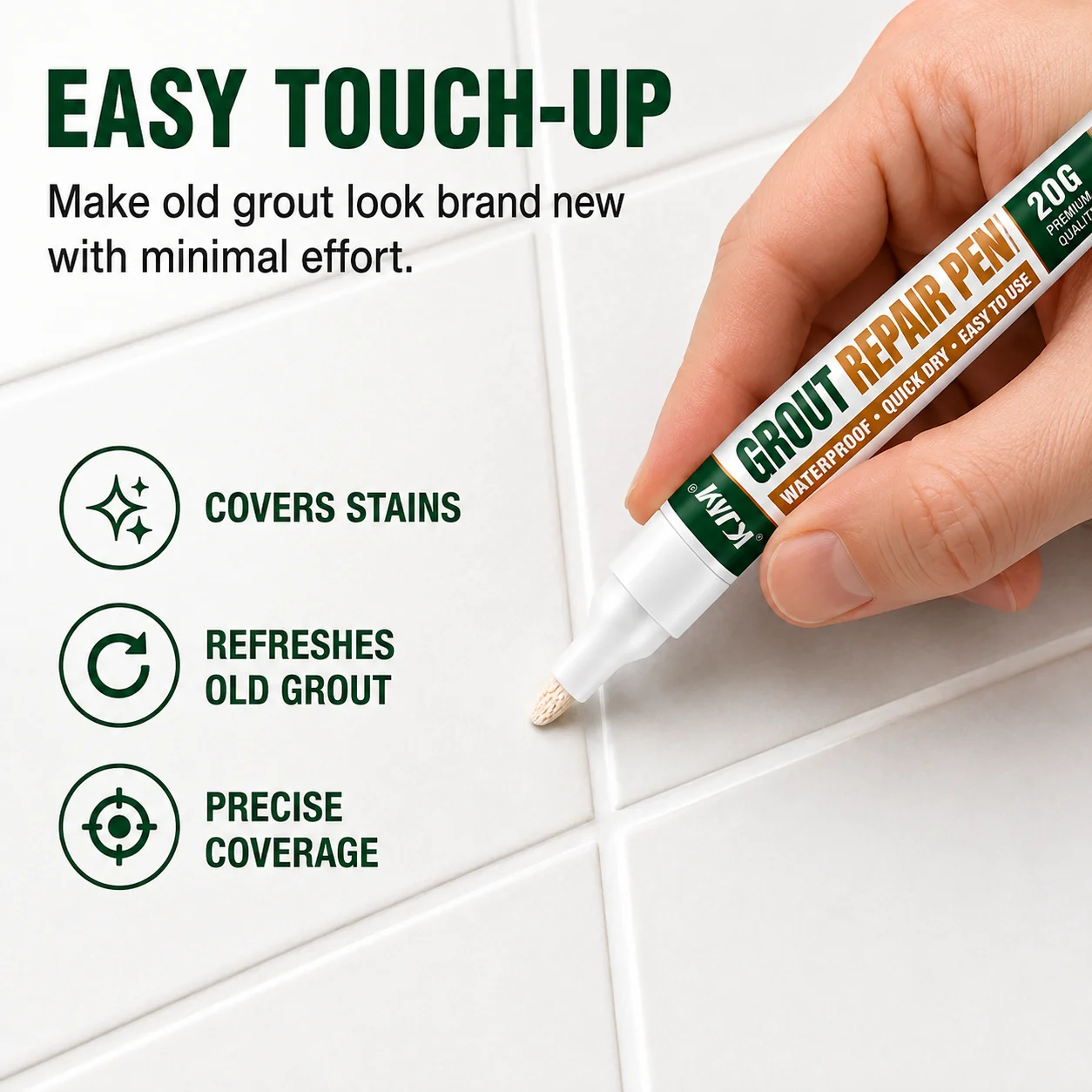Ceramic Tile Gap Refinishing Pen Precise Tip Waterproof Mildew Resistant Touch Up Marker For Kitchen Bathroom Tile Line Restorat