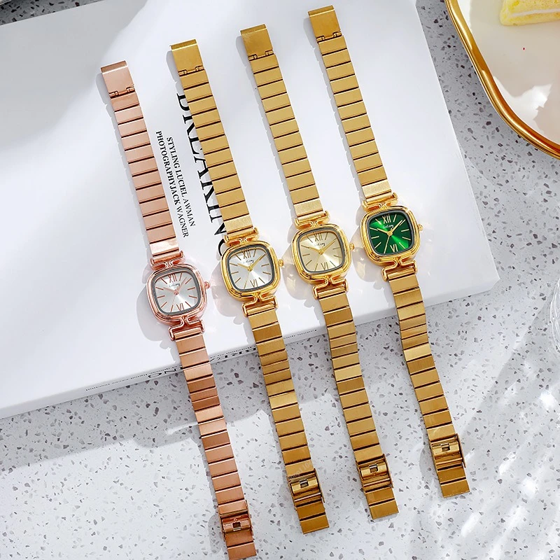 ساعة نسائية بسيطة بحزام من الفولاذ المقاوم للصدأ ساعات كوارتز للسيدات شحن مباشر مربع ساعة يد Relojes Para Mujer