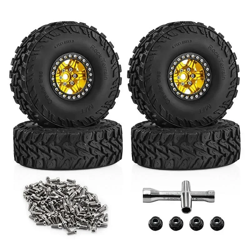 

4 Pieces 1/10 RC Crawler Car Wheels and Tires Sturdy High Performance Spare Parts Replace Accessory RC Car Part for 90046 TRX4
