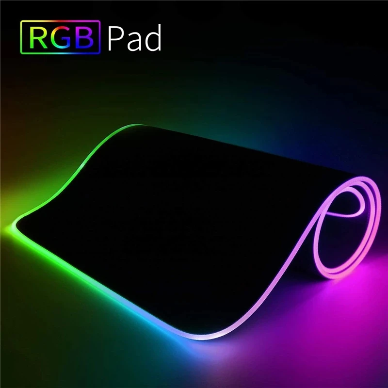 RGB Gaming Mouse Pad LED Light Mouse Pad Comfortable Non Slip Mice Mat Soft Mousepad Non-slip Rubber Base For PC Laptop Computer