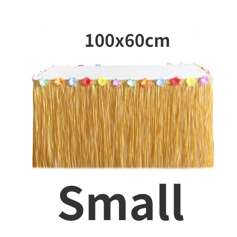 2 Sizes Straw Color Luau Grass Table Skirt Straw Hawaiian Summer Theme Party Supplies for Tropical Hawaii Party Decorations