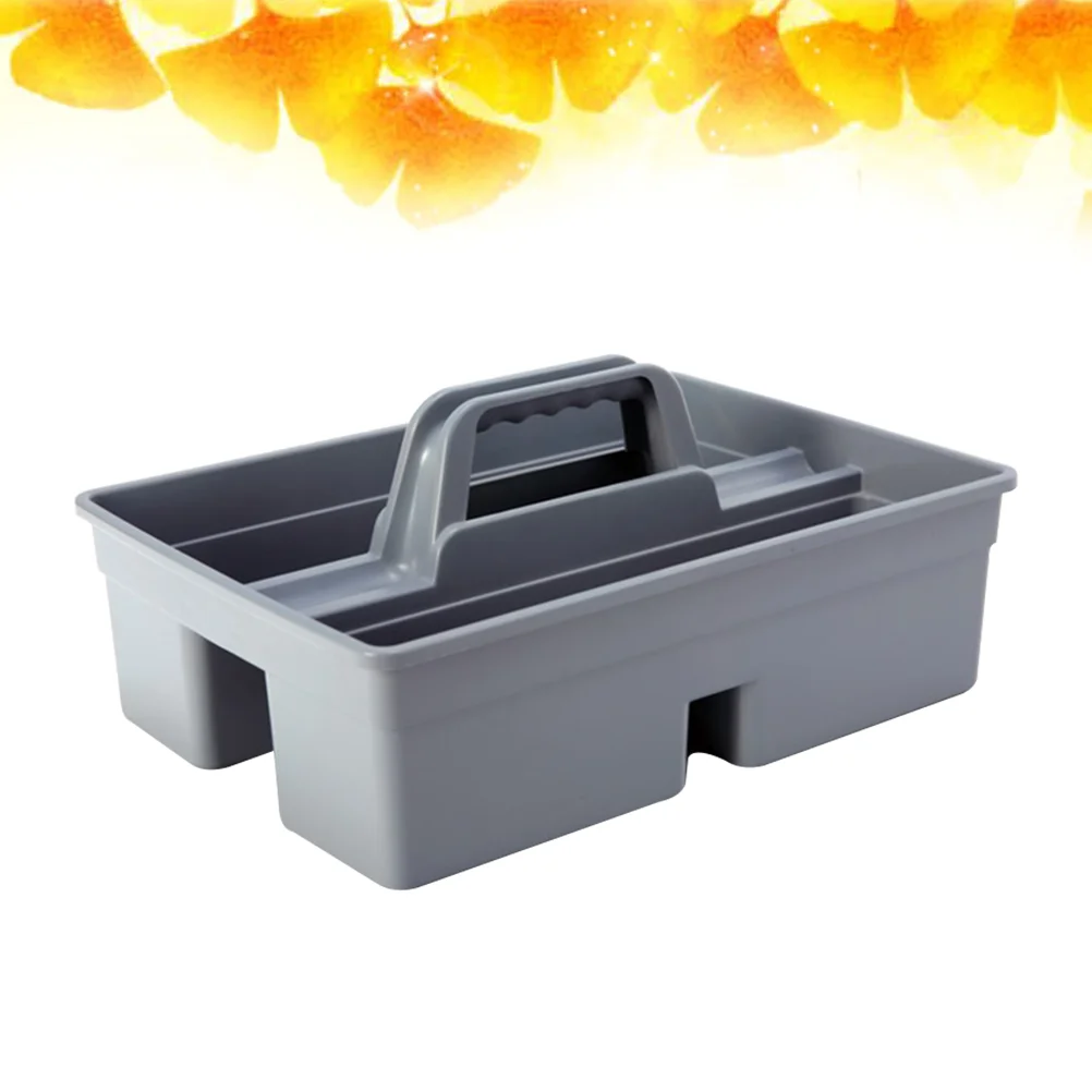 Large Capacity Storage Tray Portable Dual Sides Tool Basket Car Item Cleaning Tool Plastic Storage Box with Handle (Grey)