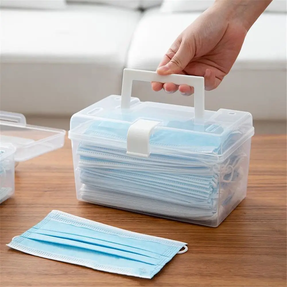 Mask Storage Box With Handle Household Dust-proof Sealed Large-Capacity Box Waterproof Dustproof Sundries Storage Box Holder