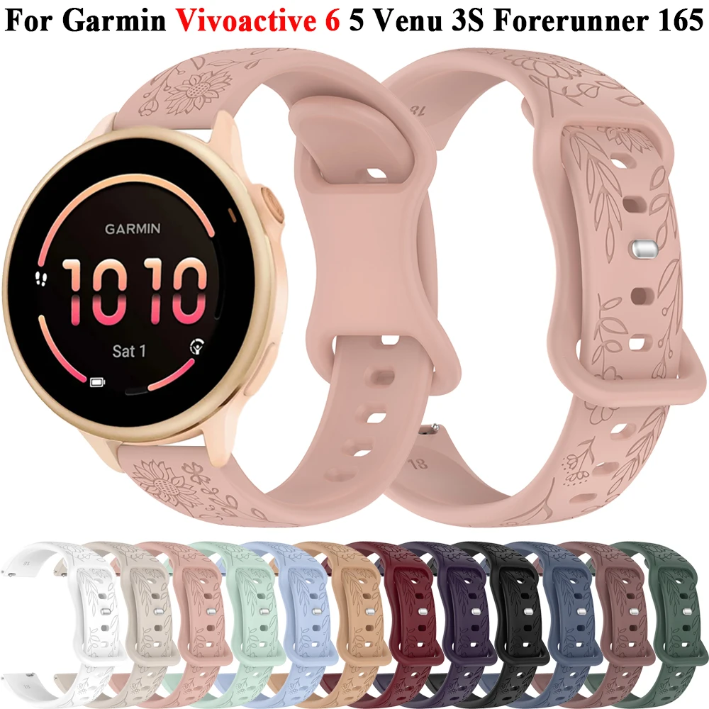 18mm 20mm Watch Band For Garmin Vivoactive 6 5 3 4s, Venu 3s 2s Sq, Venu 2 Plus, Forerunner 165 55, Approach S42 S44 S50 Strap