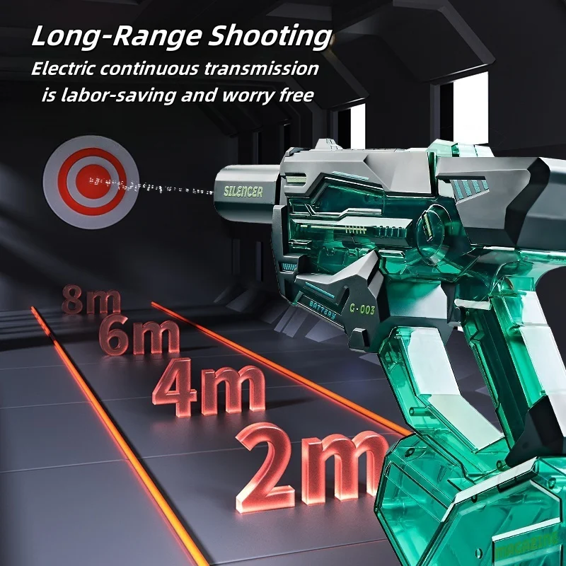 Electric Water Gun With Muzzle Light Auto Water Blaster Squirt Gun Long Range Outdoor Party Summer Water Pistol Game Toy