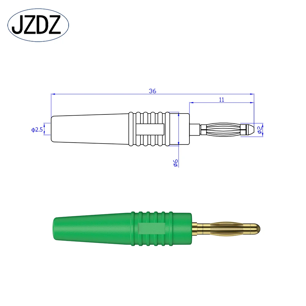 JZDZ 10pcs 2mm Gold plated Banana Plug Electrical Connector Adaptor 5 Colors J.10005