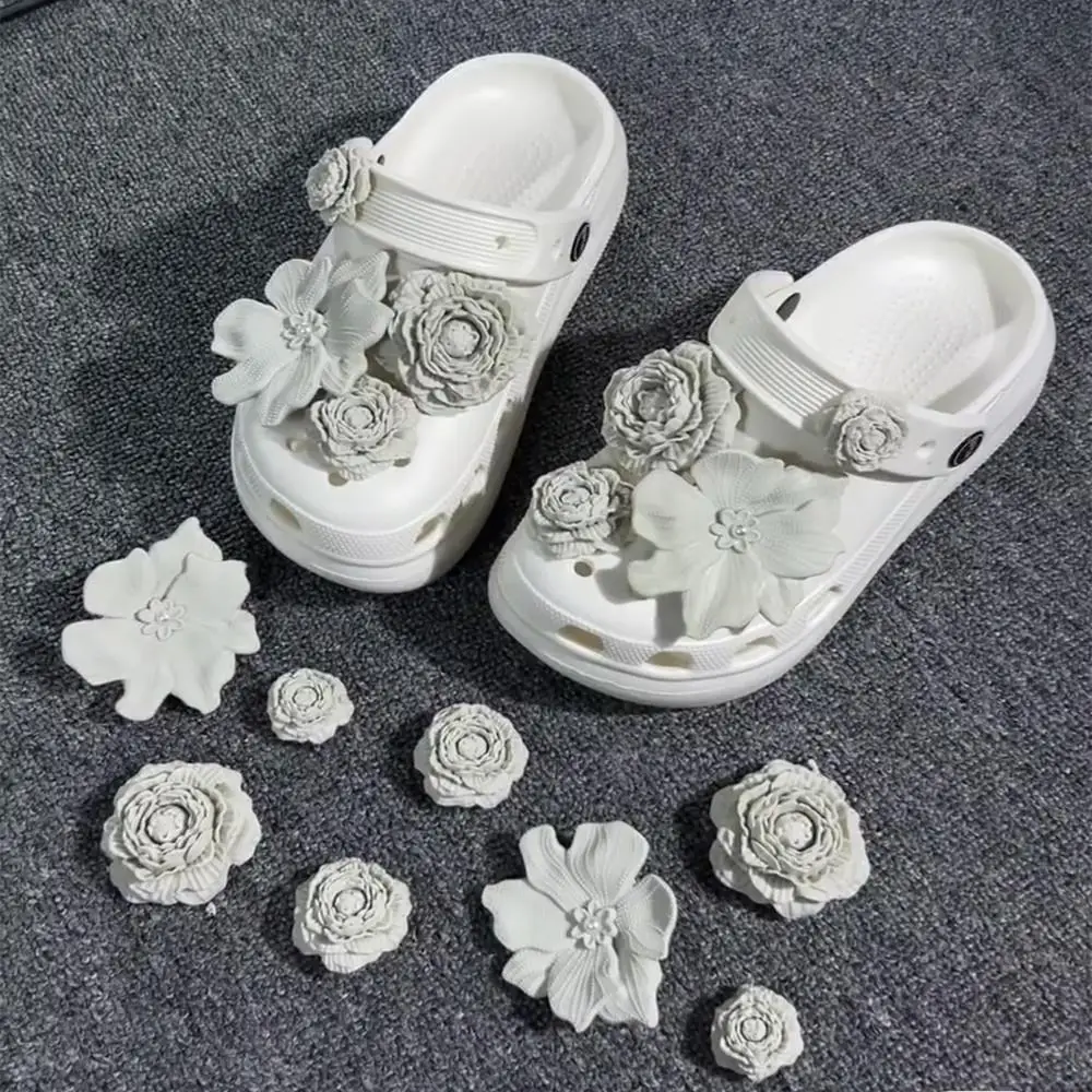 

DIY Цветочные подвески для обуви с отверстиями, пряжка для обуви, 3D букет, белый, розовый цветок, украшения для обуви, модные аксессуары для обуви для сабо
