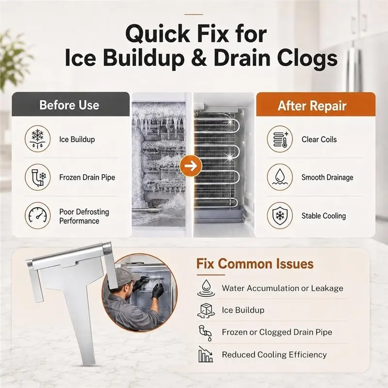 【A66I】DA61-06796A For Samsung Fridge Replacement Defrost Drain Clip 2-Pack Evaporator Fixing Clips Ice Buildup Prevention