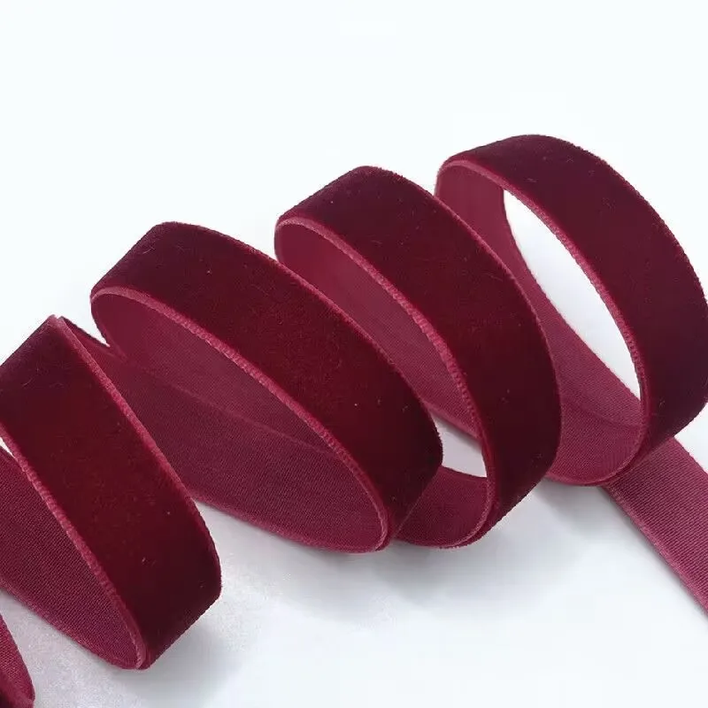 25mm Single Face Wine Velvet Ribbon for Handmade Gift Bouquet Wrapping Supplies Home Decoration Christmas Tape Not elastic