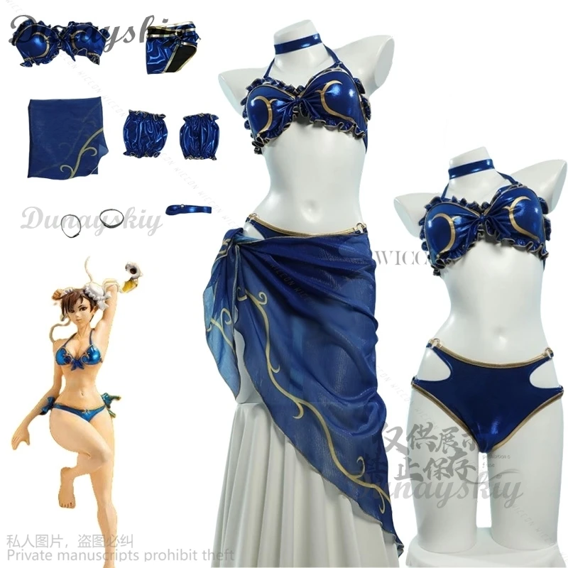 

Chun Li Anime Cosplay Game Street Fighter Sexy Swimsuit Cosplay Costume Cosplay Bikini Swimwear Outfits Halloween Carnival Suit