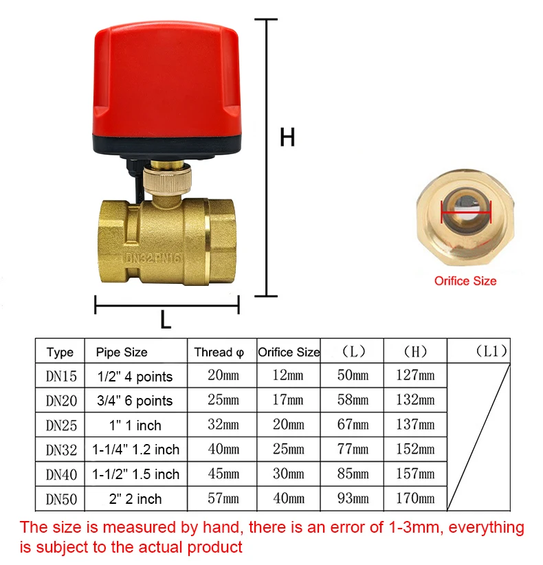 Motorisierter Kugelhahn, 2-Draht/3-Draht, wasserdicht, IP65, Zwei-Wege-/Drei-Wege-elektrische Wasserventile, Innengewinde, 12 V, 24 V, 220 V, DN15-DN50 – Detail 3