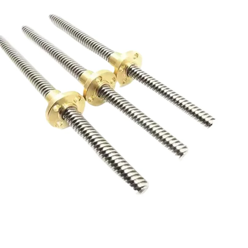 T10 lead screw Left-hand thread lead 2mm 304 stainless steel T10 trapezoidal reverse left-hand screw and reverse copper nut