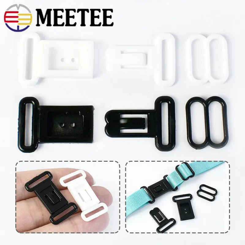 Meetee 50/100Sets 12.5mm Adjustable Hooks Buckles For Bra Plastic Decoration Bow Tie Clasps DIY Underwear Women\'s Accessories