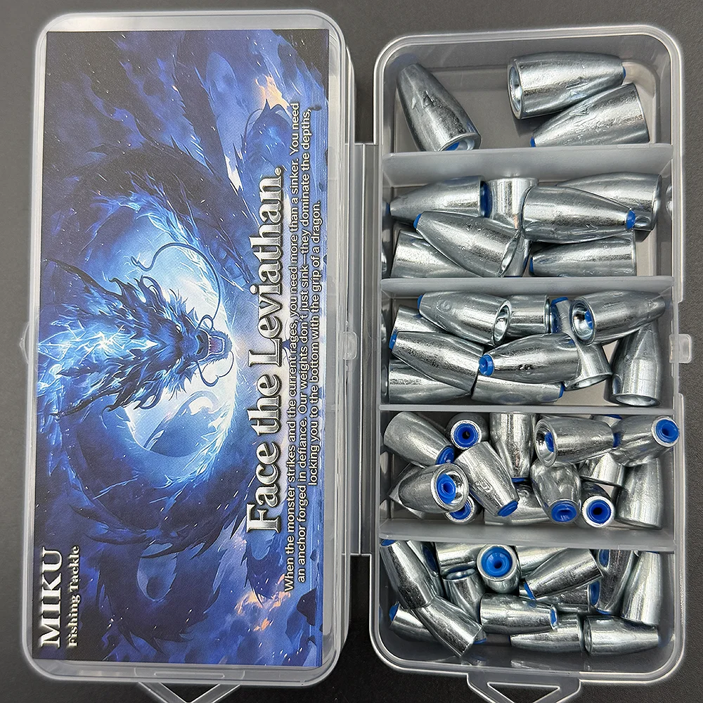 50 Pieces Per Box of Bullet-Shaped Bass Hard Steel Fishing Weight Set, Catfish Sink Accessories, Fishing Accessories