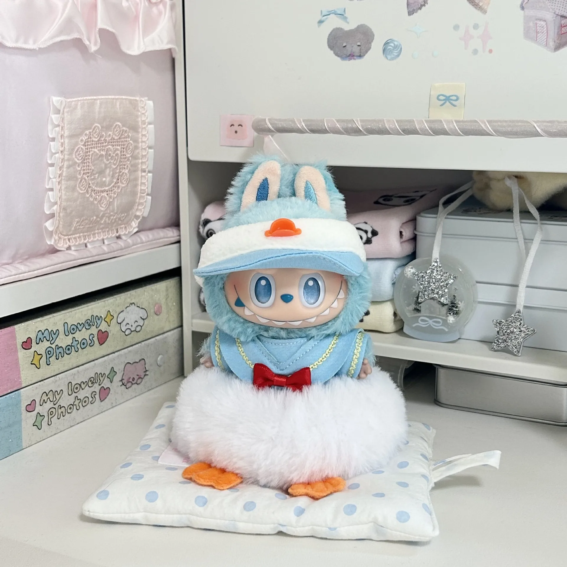 

Только одежда подходит для Labubu, новый хит продаж, креативный комплект одежды с мультяшным Дональдом Даком, милый и изысканный индивидуальный комплект