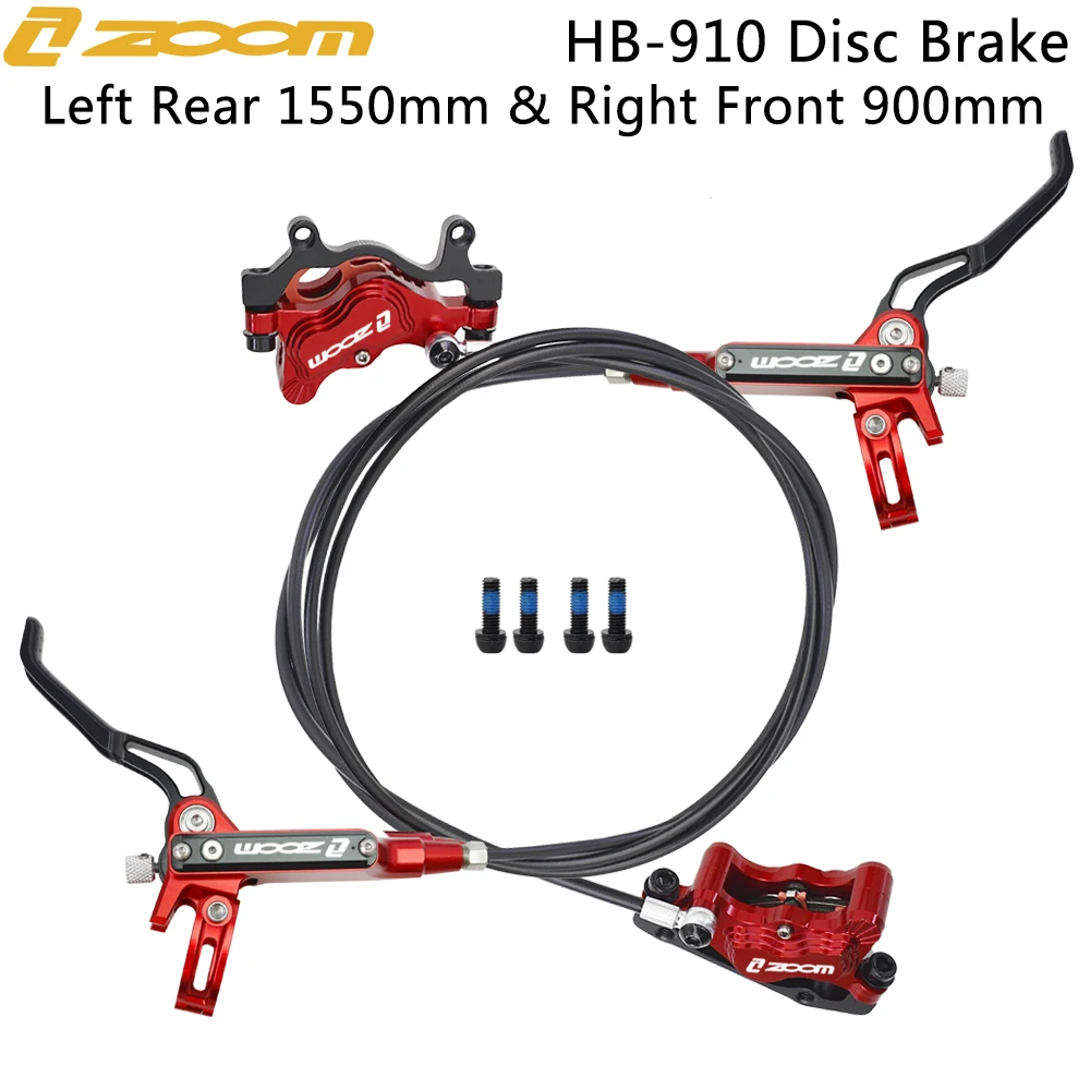 ZOOM HB-910 Hydraulic Bike Disc Brake 4 Pistons Right Front Rear Rear 900mm/1550mm for Mountain Bike Hydraulic Brakes